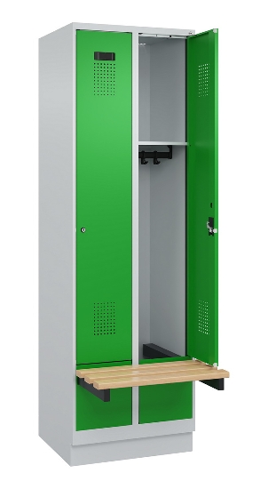 C+P Spind Evolo PLUS 049040-30 integrierte Bank 3 Abt.je 300mm Drehriegel (HxBxT) 1950x900x815mm 9016/6019