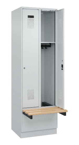 C+P Spind Evolo PLUS 049040-30 integrierte Bank 3 Abt.je 300mm Drehriegel (HxBxT) 1950x900x815mm 9016/6019