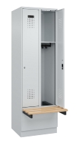 C+P Spind Evolo PLUS 049040-30 integrierte Bank 3 Abt.je 300mm Drehriegel (HxBxT) 1950x900x815mm 9016/6019