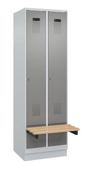 C+P Spind Evolo PLUS 049040-30 integrierte Bank 3 Abt.je 300mm Drehriegel (HxBxT) 1950x900x815mm 9016/6019