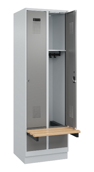 C+P Spind Evolo PLUS 049040-30 integrierte Bank 3 Abt.je 300mm Drehriegel (HxBxT) 1950x900x815mm 9016/6019