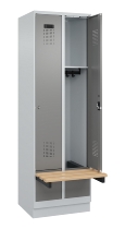 C+P Spind Evolo PLUS 049040-30 integrierte Bank 3 Abt.je 300mm Drehriegel (HxBxT) 1950x900x815mm 9016/6019