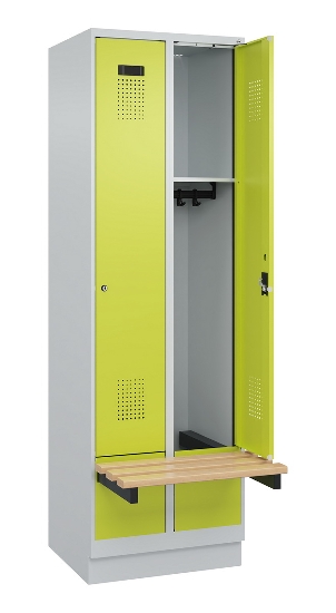 C+P Spind Evolo PLUS 049040-30 integrierte Bank 3 Abt.je 300mm Drehriegel (HxBxT) 1950x900x815mm 9016/6019