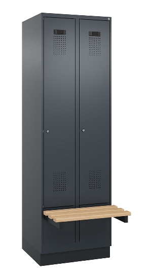 C+P Spind Evolo PLUS 049040-30 integrierte Bank 3 Abt.je 300mm Drehriegel (HxBxT) 1950x900x815mm 9016/6019