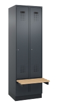 C+P Spind Evolo PLUS 049040-30 integrierte Bank 3 Abt.je 300mm Drehriegel (HxBxT) 1950x900x815mm 9016/6019