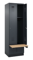 C+P Spind Evolo PLUS 049040-30 integrierte Bank 3 Abt.je 300mm Drehriegel (HxBxT) 1950x900x815mm 9016/6019