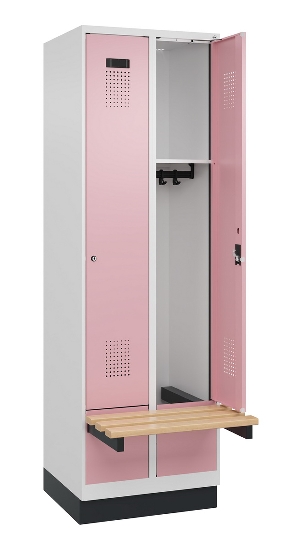 C+P Spind Evolo PLUS 049040-30 integrierte Bank 3 Abt.je 300mm Drehriegel (HxBxT) 1950x900x815mm 9016/6019
