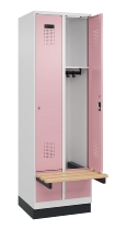 C+P Spind Evolo PLUS 049040-30 integrierte Bank 3 Abt.je 300mm Drehriegel (HxBxT) 1950x900x815mm 9016/6019