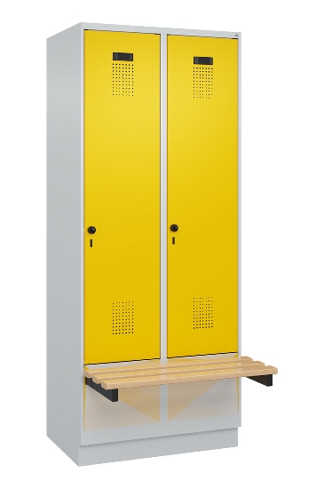 C+P Spind Evolo PLUS 049040-30 integrierte Bank 3 Abt.je 300mm Drehriegel (HxBxT) 1950x900x815mm 9016/6019