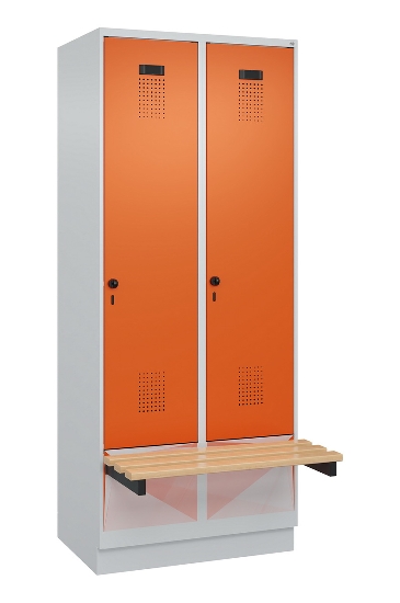 C+P Spind Evolo PLUS 049040-30 integrierte Bank 3 Abt.je 300mm Drehriegel (HxBxT) 1950x900x815mm 9016/6019