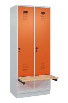 C+P Spind Evolo PLUS 049040-30 integrierte Bank 3 Abt.je 300mm Drehriegel (HxBxT) 1950x900x815mm 9016/6019