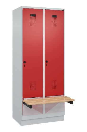 C+P Spind Evolo PLUS 049040-30 integrierte Bank 3 Abt.je 300mm Drehriegel (HxBxT) 1950x900x815mm 9016/6019