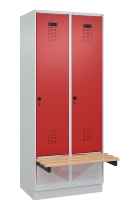C+P Spind Evolo PLUS 049040-30 integrierte Bank 3 Abt.je 300mm Drehriegel (HxBxT) 1950x900x815mm 9016/6019