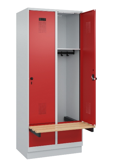 C+P Spind Evolo PLUS 049040-30 integrierte Bank 3 Abt.je 300mm Drehriegel (HxBxT) 1950x900x815mm 9016/6019