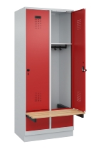 C+P Spind Evolo PLUS 049040-30 integrierte Bank 3 Abt.je 300mm Drehriegel (HxBxT) 1950x900x815mm 9016/6019