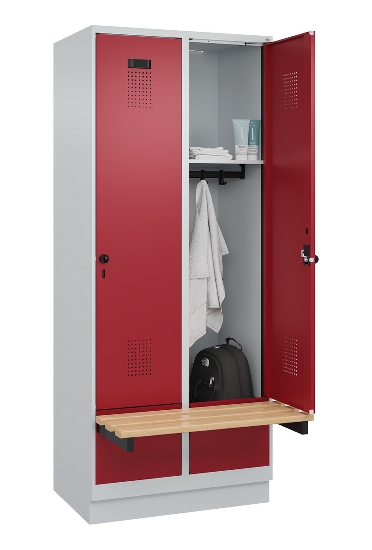 C+P Spind Evolo PLUS 049040-30 integrierte Bank 3 Abt.je 300mm Drehriegel (HxBxT) 1950x900x815mm 9016/6019