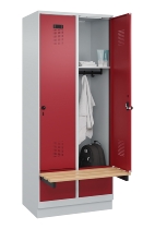 C+P Spind Evolo PLUS 049040-30 integrierte Bank 3 Abt.je 300mm Drehriegel (HxBxT) 1950x900x815mm 9016/6019