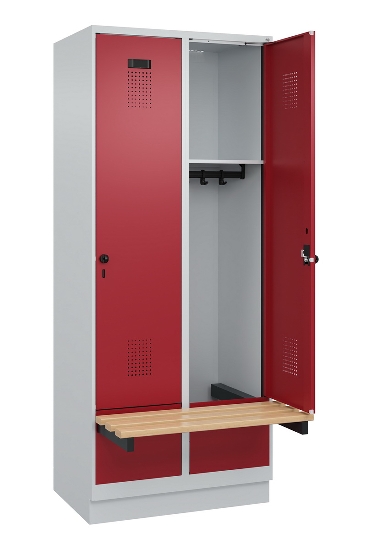 C+P Spind Evolo PLUS 049040-30 integrierte Bank 3 Abt.je 300mm Drehriegel (HxBxT) 1950x900x815mm 9016/6019