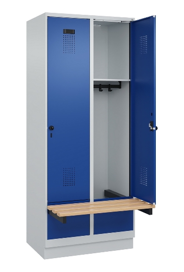 C+P Spind Evolo PLUS 049040-30 integrierte Bank 3 Abt.je 300mm Drehriegel (HxBxT) 1950x900x815mm 9016/6019