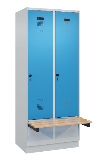 C+P Spind Evolo PLUS 049040-30 integrierte Bank 3 Abt.je 300mm Drehriegel (HxBxT) 1950x900x815mm 9016/6019