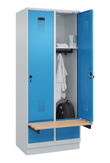 C+P Spind Evolo PLUS 049040-30 integrierte Bank 3 Abt.je 300mm Drehriegel (HxBxT) 1950x900x815mm 9016/6019