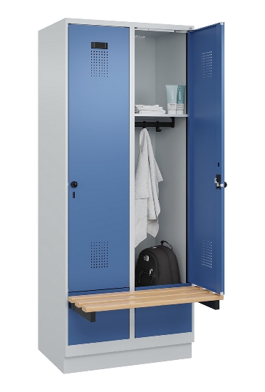 C+P Spind Evolo PLUS 049040-30 integrierte Bank 3 Abt.je 300mm Drehriegel (HxBxT) 1950x900x815mm 9016/6019
