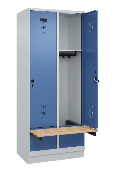 C+P Spind Evolo PLUS 049040-30 integrierte Bank 3 Abt.je 300mm Drehriegel (HxBxT) 1950x900x815mm 9016/6019