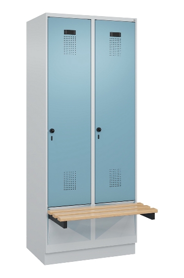 C+P Spind Evolo PLUS 049040-30 integrierte Bank 3 Abt.je 300mm Drehriegel (HxBxT) 1950x900x815mm 9016/6019