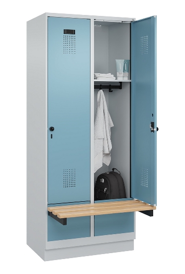 C+P Spind Evolo PLUS 049040-30 integrierte Bank 3 Abt.je 300mm Drehriegel (HxBxT) 1950x900x815mm 9016/6019