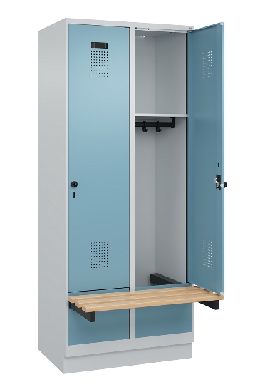 C+P Spind Evolo PLUS 049040-30 integrierte Bank 3 Abt.je 300mm Drehriegel (HxBxT) 1950x900x815mm 9016/6019