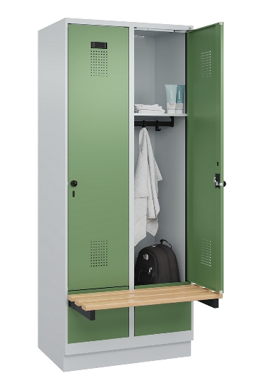 C+P Spind Evolo PLUS 049040-30 integrierte Bank 3 Abt.je 300mm Drehriegel (HxBxT) 1950x900x815mm 9016/6019