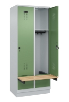 C+P Spind Evolo PLUS 049040-22 integrierte Bank 2 Abt.je 400mm Drehriegel (HxBxT) 1950x800x815mm 7035/6011