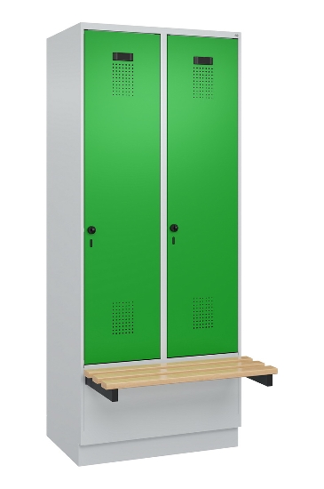 C+P Spind Evolo PLUS 049040-30 integrierte Bank 3 Abt.je 300mm Drehriegel (HxBxT) 1950x900x815mm 9016/6019