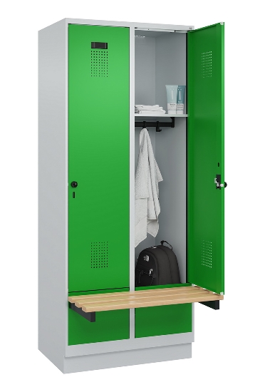 C+P Spind Evolo PLUS 049040-30 integrierte Bank 3 Abt.je 300mm Drehriegel (HxBxT) 1950x900x815mm 9016/6019