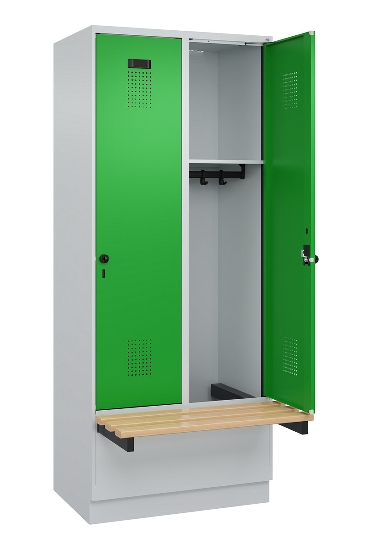 C+P Spind Evolo PLUS 049040-30 integrierte Bank 3 Abt.je 300mm Drehriegel (HxBxT) 1950x900x815mm 9016/6019