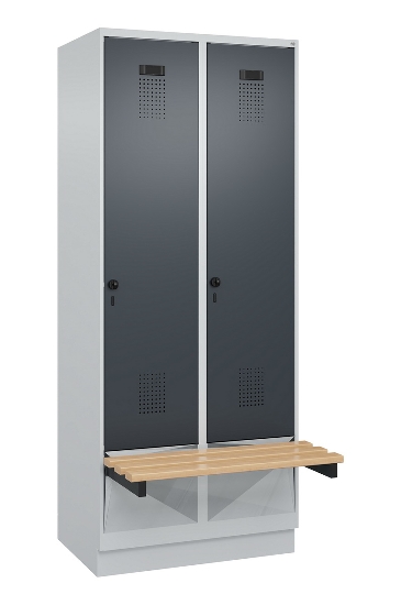 C+P Spind Evolo PLUS 049040-30 integrierte Bank 3 Abt.je 300mm Drehriegel (HxBxT) 1950x900x815mm 9016/6019
