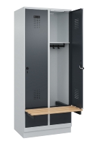 C+P Spind Evolo PLUS 049040-30 integrierte Bank 3 Abt.je 300mm Drehriegel (HxBxT) 1950x900x815mm 9016/6019
