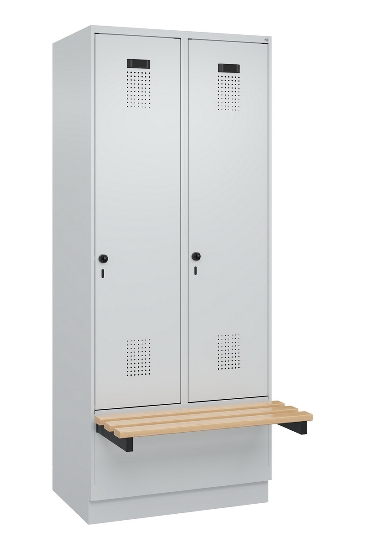 C+P Spind Evolo PLUS 049040-30 integrierte Bank 3 Abt.je 300mm Drehriegel (HxBxT) 1950x900x815mm 9016/6019