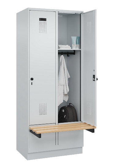 C+P Spind Evolo PLUS 049040-30 integrierte Bank 3 Abt.je 300mm Drehriegel (HxBxT) 1950x900x815mm 9016/6019
