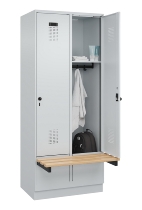 C+P Spind Evolo PLUS 049040-30 integrierte Bank 3 Abt.je 300mm Drehriegel (HxBxT) 1950x900x815mm 9016/6019