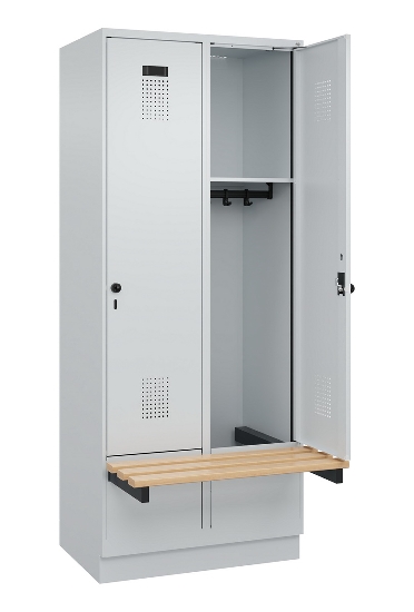 C+P Spind Evolo PLUS 049040-30 integrierte Bank 3 Abt.je 300mm Drehriegel (HxBxT) 1950x900x815mm 9016/6019