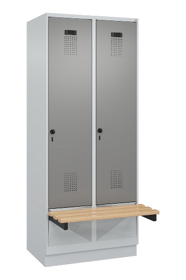 C+P Spind Evolo PLUS 049040-30 integrierte Bank 3 Abt.je 300mm Drehriegel (HxBxT) 1950x900x815mm 9016/6019
