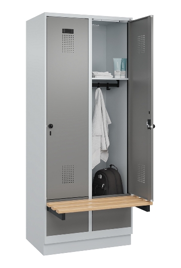 C+P Spind Evolo PLUS 049040-30 integrierte Bank 3 Abt.je 300mm Drehriegel (HxBxT) 1950x900x815mm 9016/6019