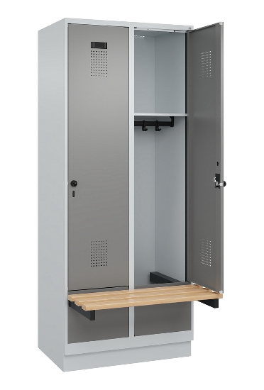C+P Spind Evolo PLUS 049040-30 integrierte Bank 3 Abt.je 300mm Drehriegel (HxBxT) 1950x900x815mm 9016/6019