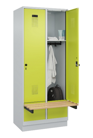 C+P Spind Evolo PLUS 049040-30 integrierte Bank 3 Abt.je 300mm Drehriegel (HxBxT) 1950x900x815mm 9016/6019