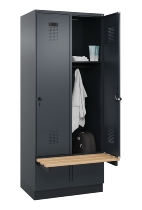C+P Spind Evolo PLUS 049040-30 integrierte Bank 3 Abt.je 300mm Drehriegel (HxBxT) 1950x900x815mm 9016/6019