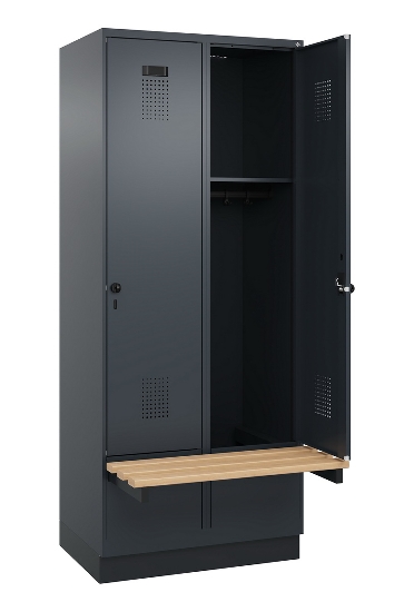 C+P Spind Evolo PLUS 049040-30 integrierte Bank 3 Abt.je 300mm Drehriegel (HxBxT) 1950x900x815mm 9016/6019
