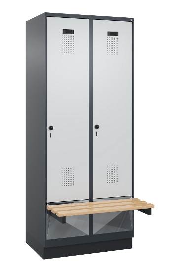 C+P Spind Evolo PLUS 049040-30 integrierte Bank 3 Abt.je 300mm Drehriegel (HxBxT) 1950x900x815mm 9016/6019
