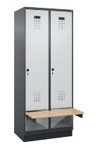 C+P Spind Evolo PLUS 049040-30 integrierte Bank 3 Abt.je 300mm Drehriegel (HxBxT) 1950x900x815mm 9016/6019