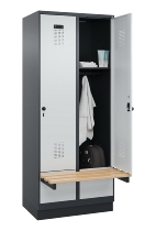 C+P Spind Evolo PLUS 049040-30 integrierte Bank 3 Abt.je 300mm Drehriegel (HxBxT) 1950x900x815mm 9016/6019